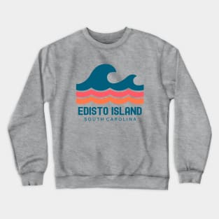 Edisto Island South Carolina Vintage Wave Crewneck Sweatshirt